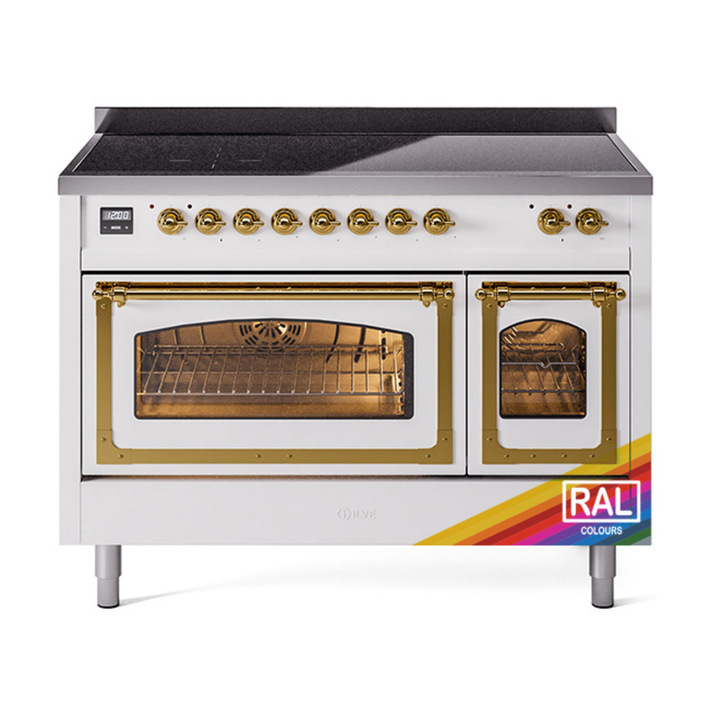 ILVE UNI486NMPRAG Nostalgie II Noblesse 48" Induction Range  (Triple Glass Door, RAL, Brass)