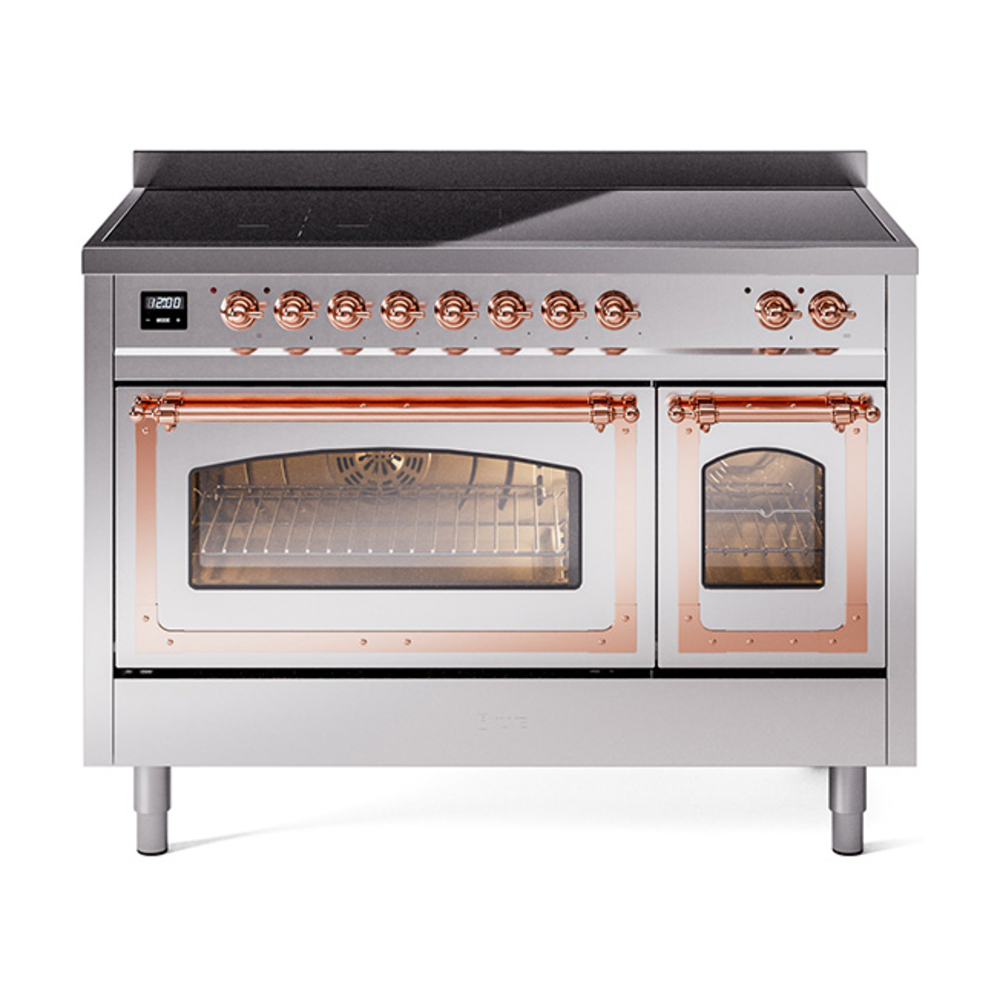 ILVE UNI486NMPSSP Nostalgie II Noblesse 48" Induction Range  (Triple Glass Door, Stainless Steel, Copper)