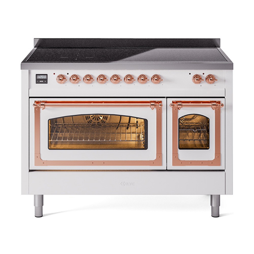 ILVE UNI486NMPWHP Nostalgie II Noblesse 48" Induction Range  (Triple Glass Door, White, Copper)