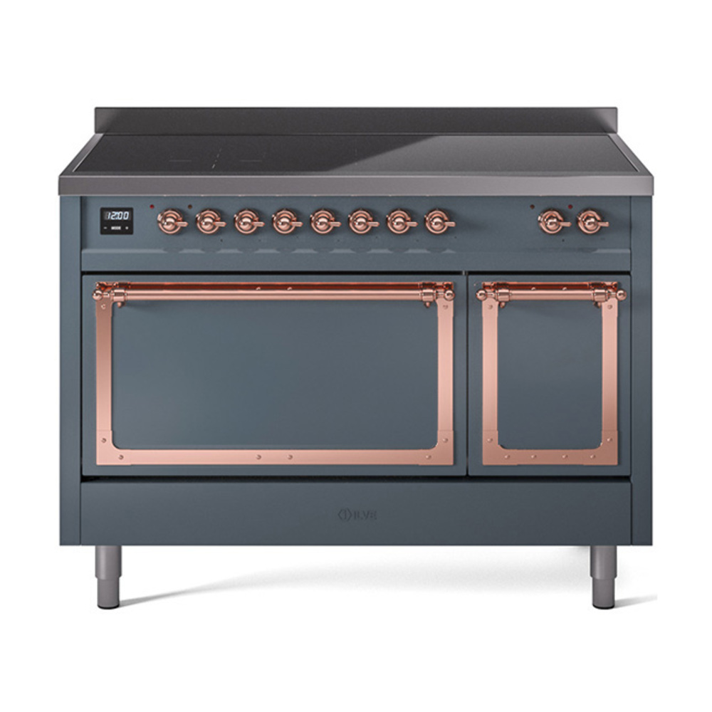 ILVE UNI486QNMPBGP Nostalgie II Noblesse 48" Induction Range  (Solid Door, Blue Grey, Copper)