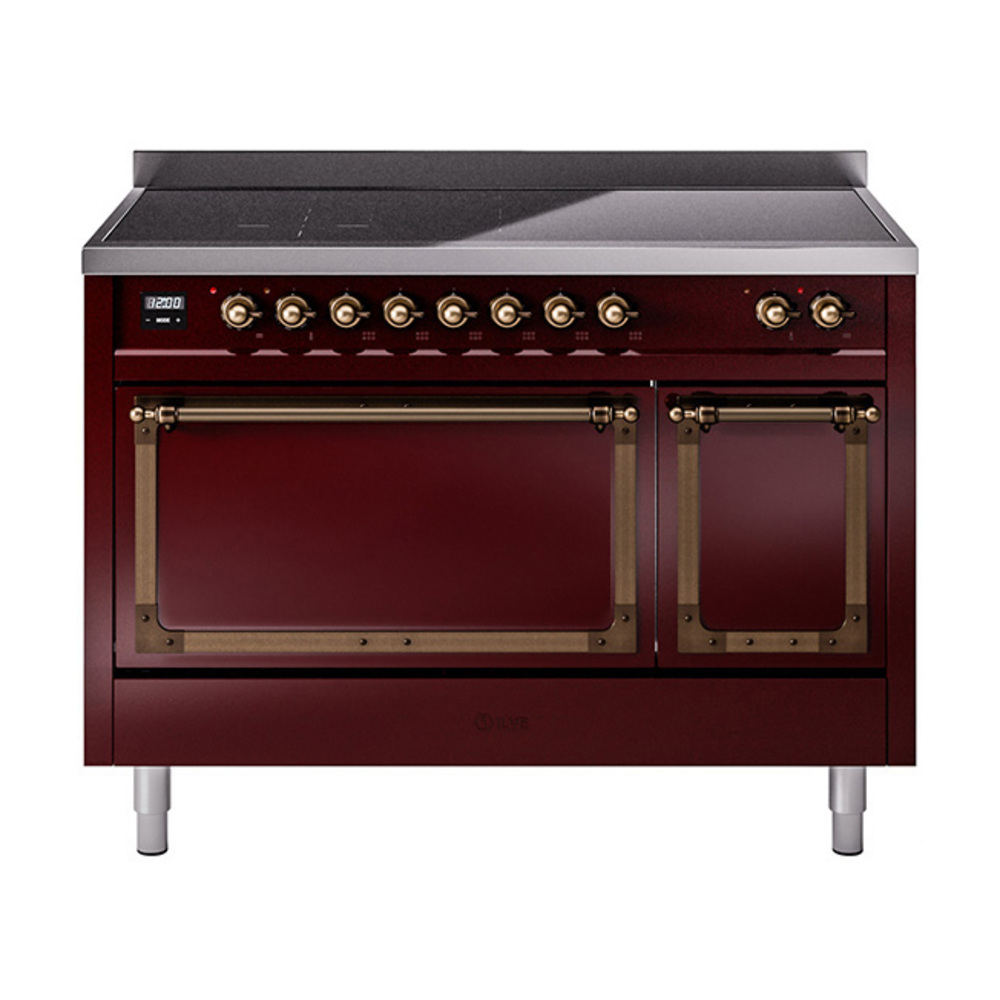 ILVE UNI486QNMPBUB Nostalgie II Noblesse 48" Induction Range  (Solid Door, Burgundy, Bronze)