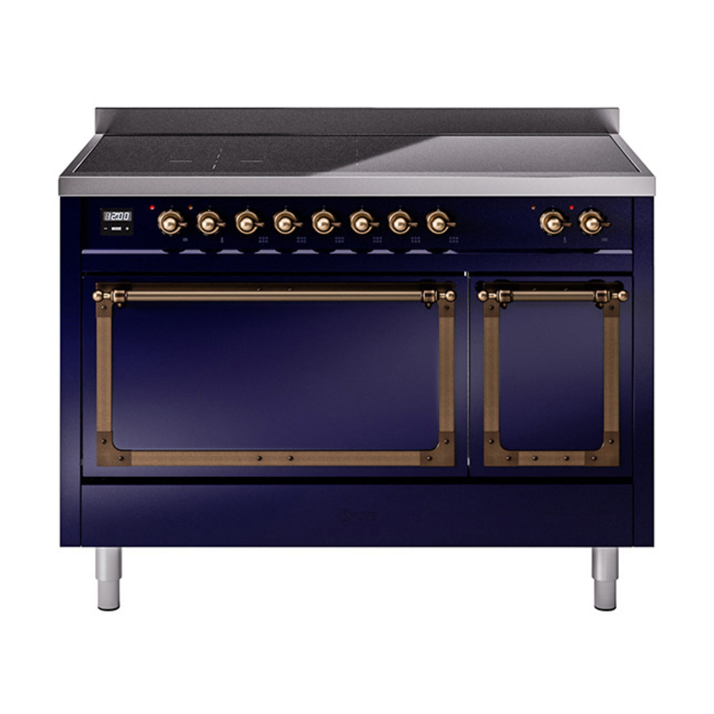 ILVE UNI486QNMPMBB Nostalgie II Noblesse 48" Induction Range  (Solid Door, Midnight Blue, Burnished)