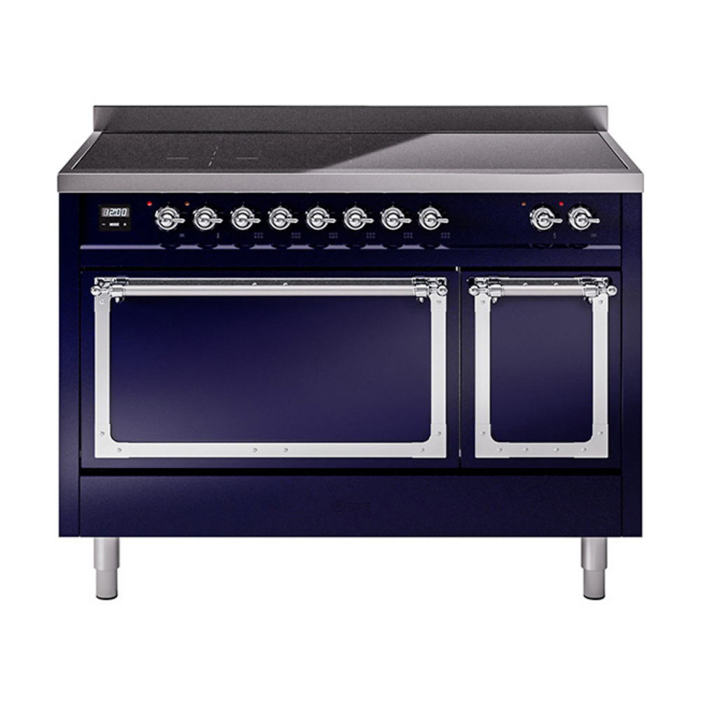 ILVE UNI486QNMPMBC Nostalgie II Noblesse 48" Induction Range  (Solid Door, Midnight Blue, Chrome)