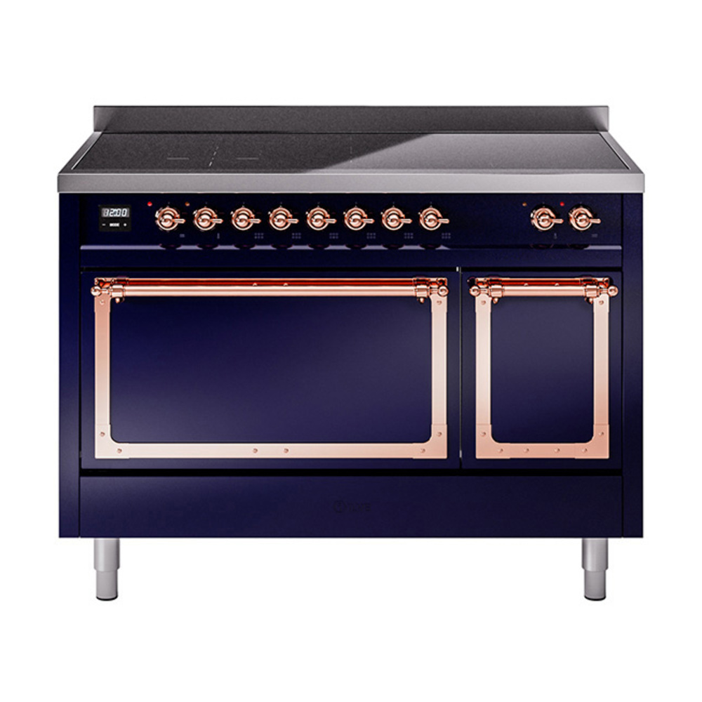 ILVE UNI486QNMPMBP Nostalgie II Noblesse 48" Induction Range  (Solid Door, Midnight Blue, Copper)