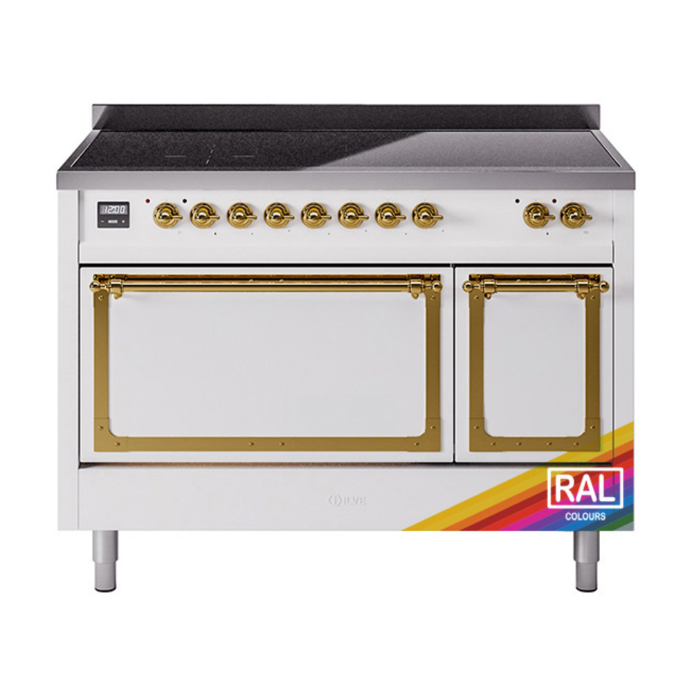 ILVE UNI486QNMPRAG Nostalgie II Noblesse 48" Induction Range  (Solid Door, RAL, Brass)