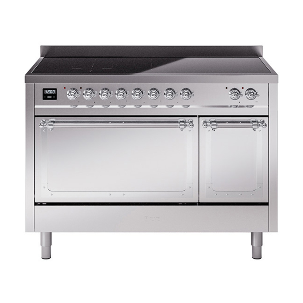 ILVE UNI486QNMPSSC Nostalgie II Noblesse 48" Induction Range  (Solid Door, Stainless Steel, Chrome)