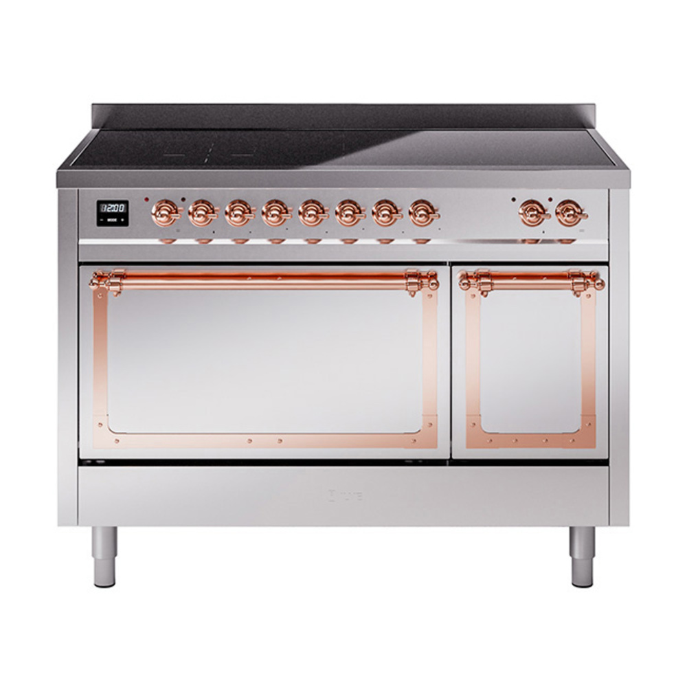 ILVE UNI486QNMPSSP Nostalgie II Noblesse 48" Induction Range  (Solid Door, Stainless Steel, Copper)