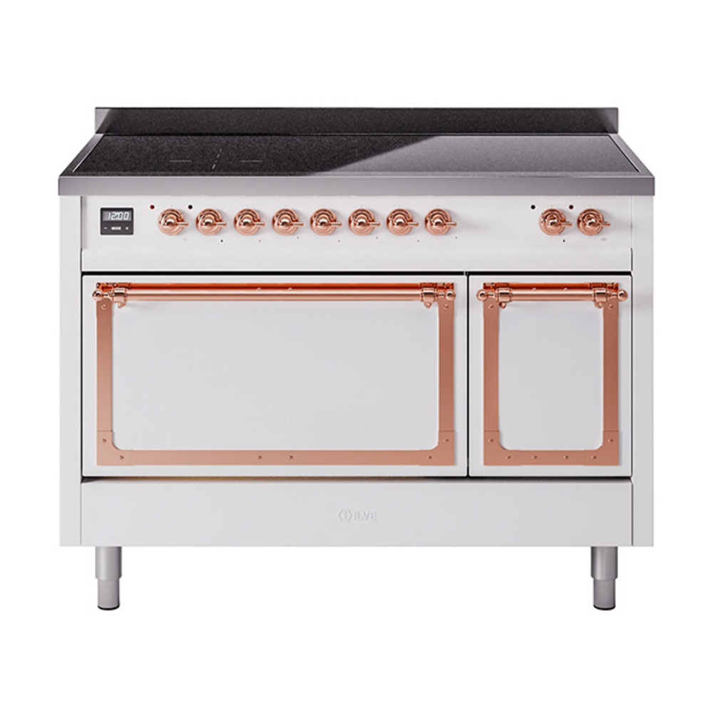 ILVE UNI486QNMPWHP Nostalgie II Noblesse 48" Induction Range  (Solid Door, White, Copper)