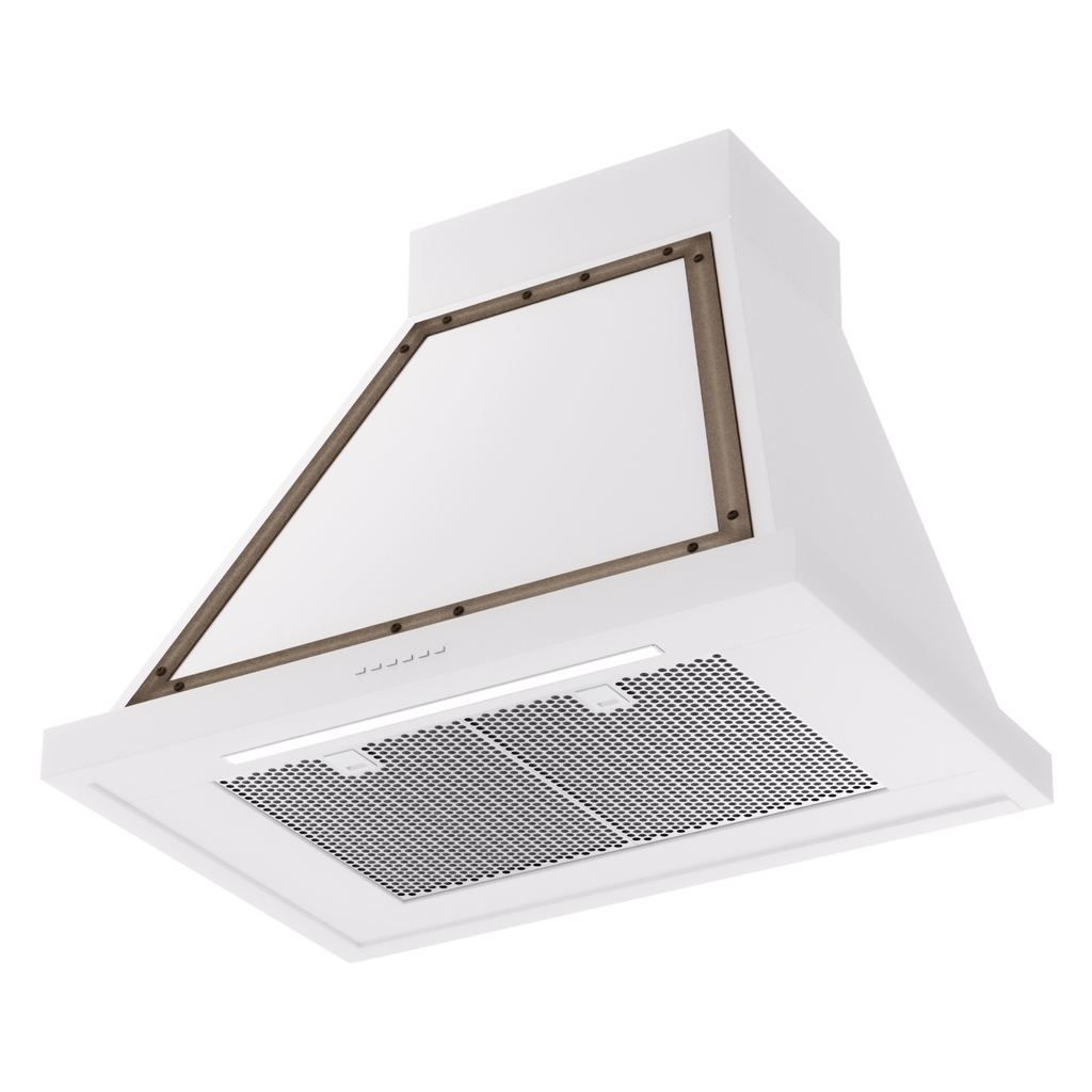 ILVE UANB30WHB Nostalgie Noblesse 30" Range Hood, bottom angled view