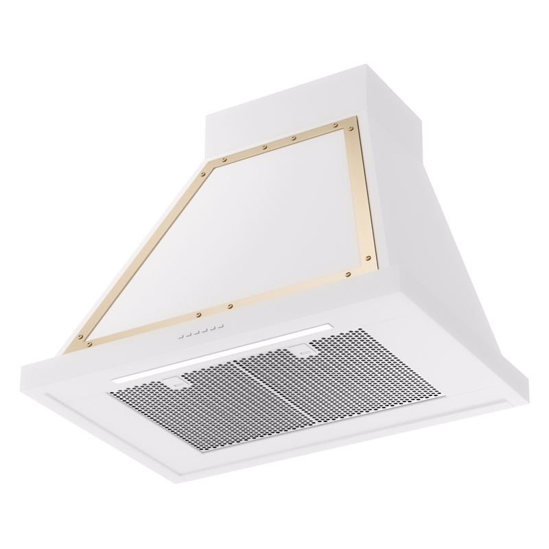 ILVE UANB30WHG Nostalgie Noblesse 30" Range Hood, bottom angled view