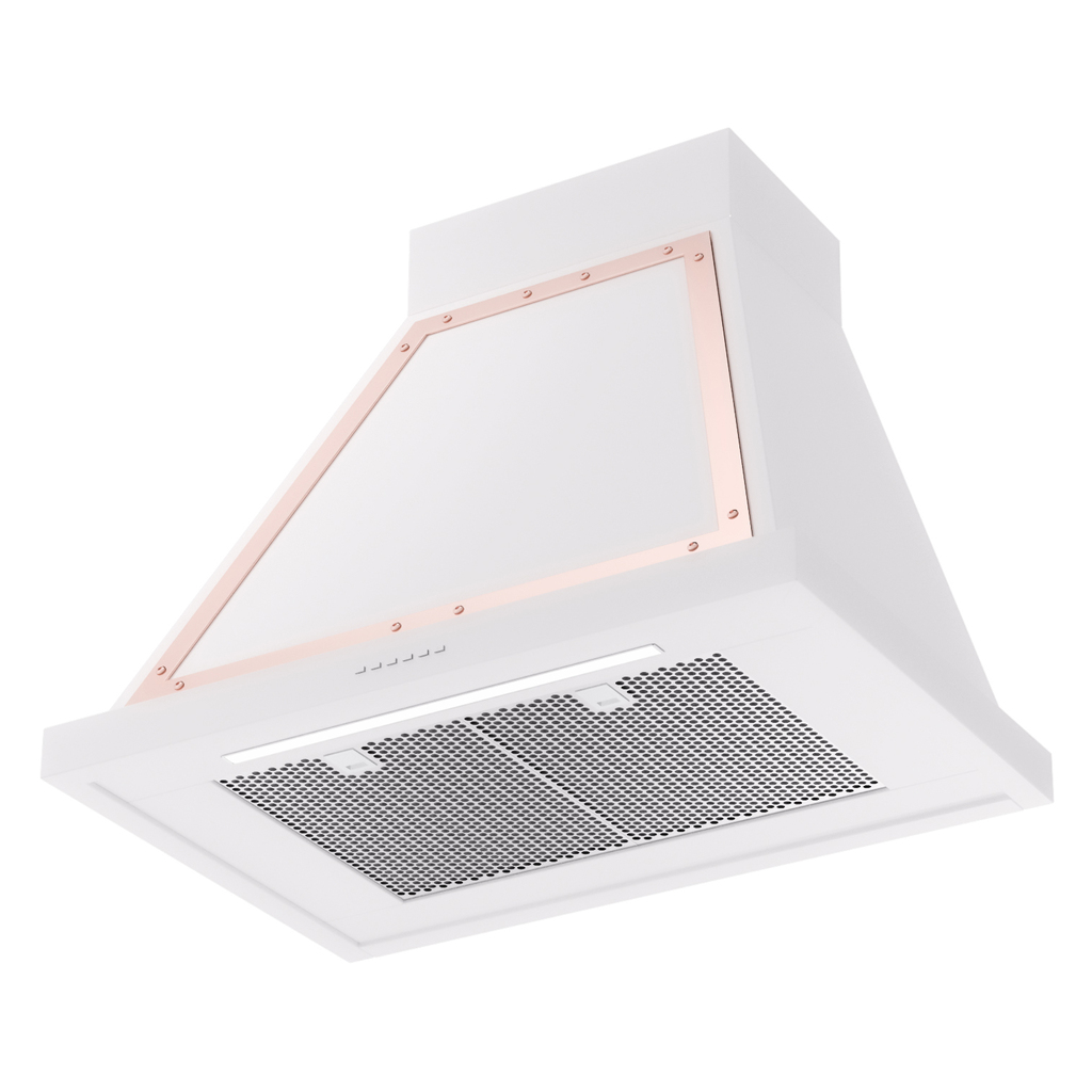 ILVE UANB30WHP Nostalgie Noblesse 30" Range Hood, bottom angled view