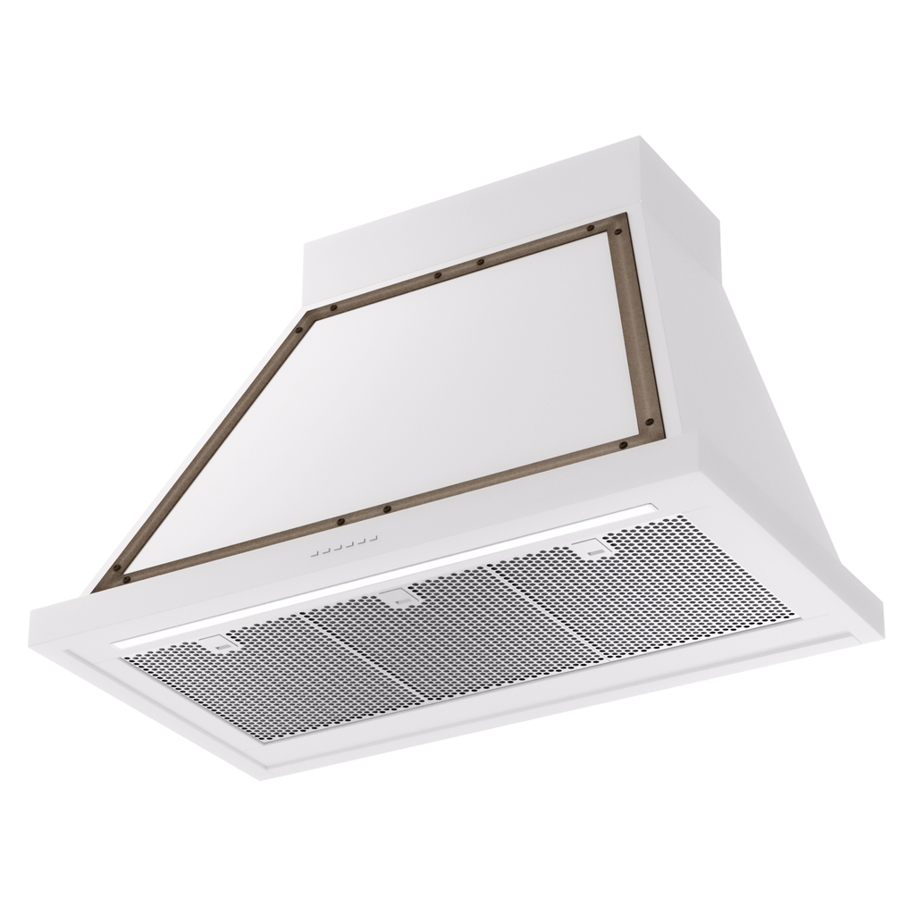 ILVE UANB36WHB Nostalgie Noblesse 36" Range Hood, bottom angled view