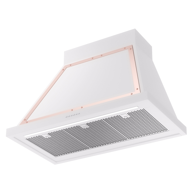 ILVE UANB36WHP Nostalgie Noblesse 36" Range Hood, bottom angled view