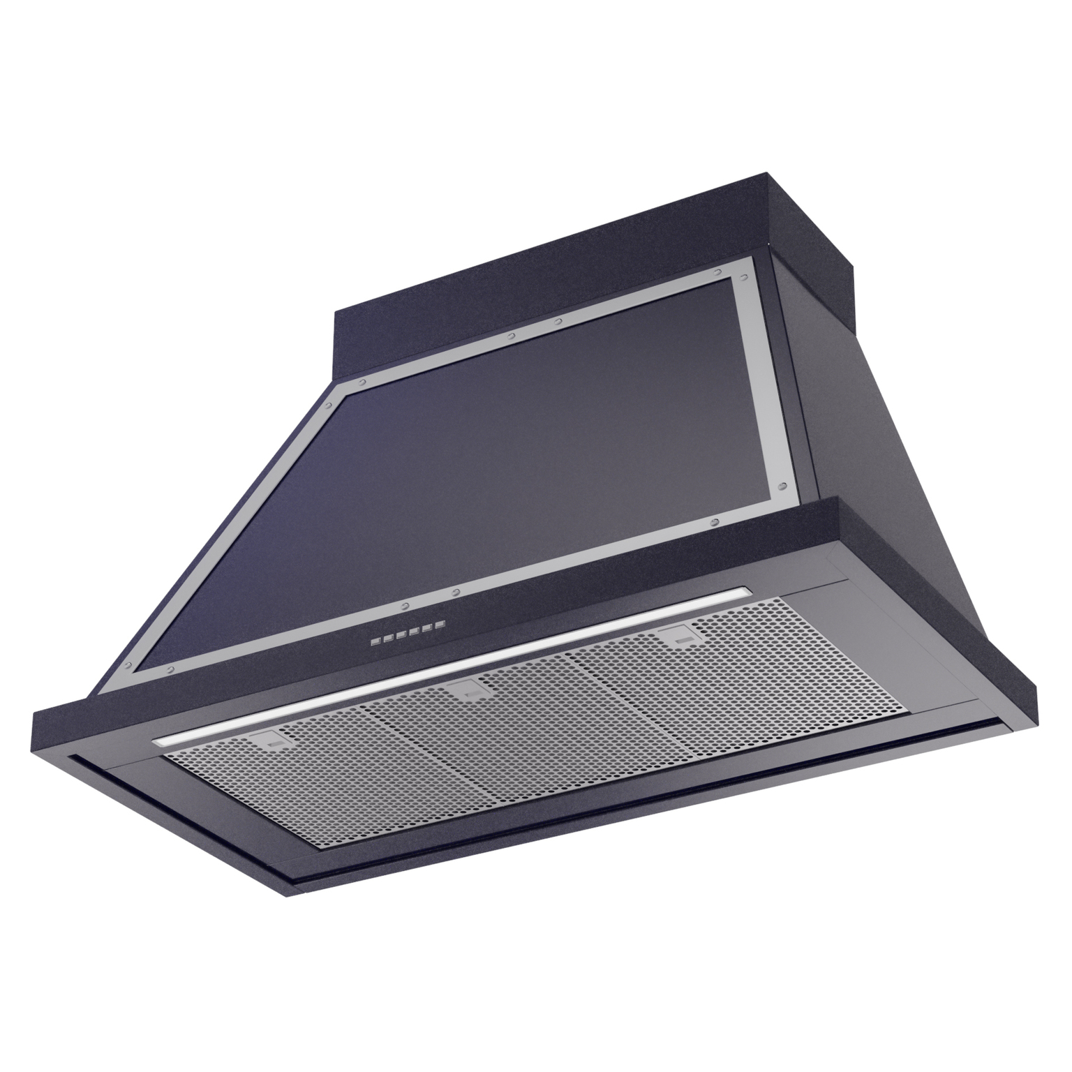 ILVE UANB40MBC Nostalgie II Noblesse 40 inch Range Hood (Midnight Blue, Chrome) 3 ILVE UANB40MBC Nostalgie Noblesse 40" Range Hood, bottom angled view