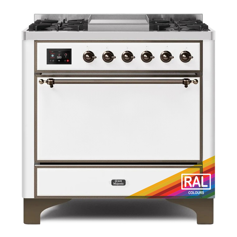 ILVE UM09FDQNS3RABLP Majestic II 36" Dual Fuel Range  (RAL, Bronze, Liquid Propane, Solid Door)