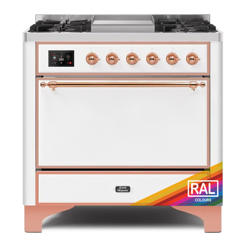 ILVE UM09FDQNS3RAPLP Majestic II 36" Dual Fuel Range  (RAL, Copper, Liquid Propane, Solid Door)