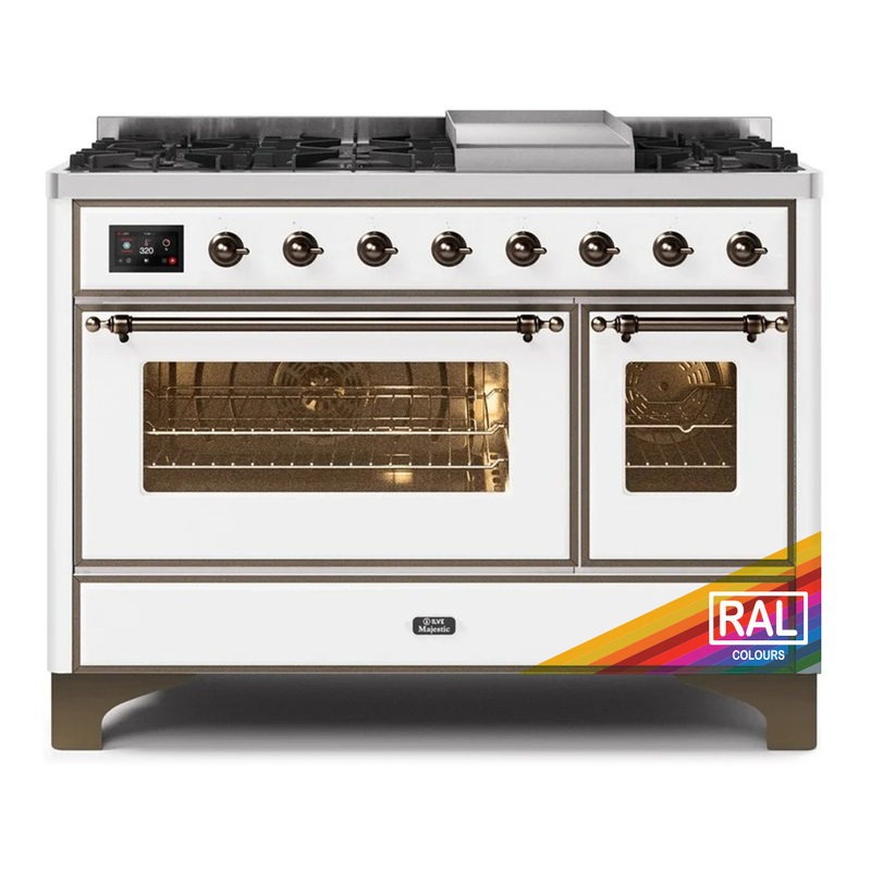 ILVE UM12FDNS3RABLP Majestic II 48" Dual Fuel Range (Liquid Propane, Triple Glass Door, RAL, Bronze)