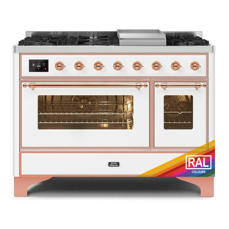 ILVE UM12FDNS3RAPLP Majestic II 48" Dual Fuel Range (Liquid Propane, Triple Glass Door, RAL, Copper)