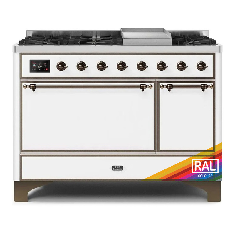 ILVE UM12FDQNS3RABLP Majestic II 48" Dual Fuel Range (Liquid Propane, Solid Door, RAL, Burnished)