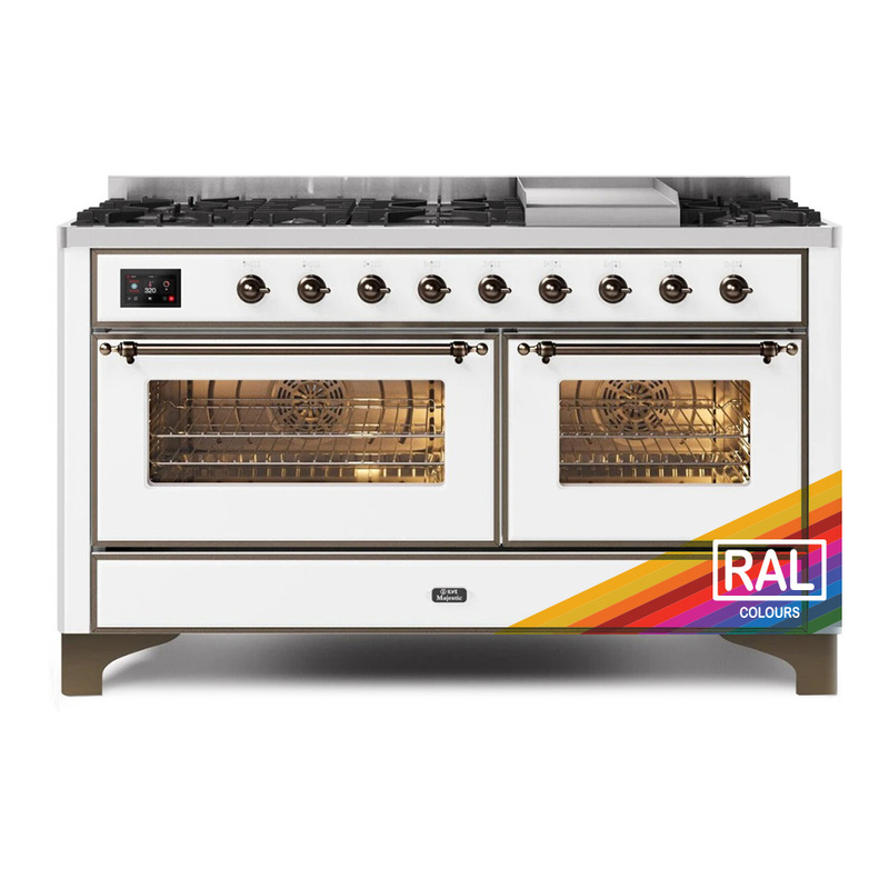 ILVE UM15FDNS3RABLP Majestic II 60" Dual Fuel Range (Liquid Propane, Triple Glass Door, RAL, Burnished)