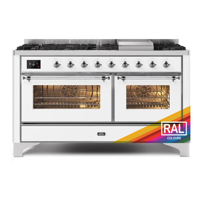 ILVE UM15FDNS3RACLP Majestic II 60" Dual Fuel Range (Liquid Propane, Triple Glass Door, RAL, Chrome)