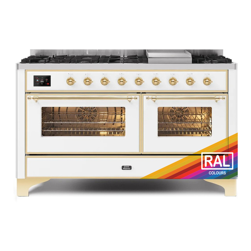 ILVE UM15FDNS3RAGLP Majestic II 60" Dual Fuel Range (Liquid Propane, Triple Glass Door, RAL, Brass)