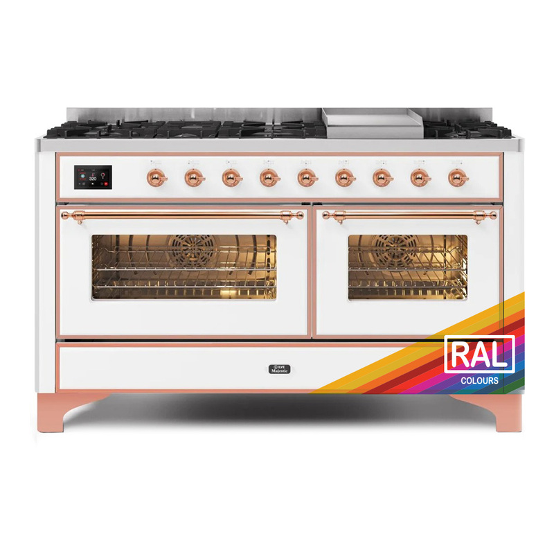 ILVE UM15FDNS3RAPLP Majestic II 60" Dual Fuel Range (Liquid Propane, Triple Glass Door, RAL, Copper)