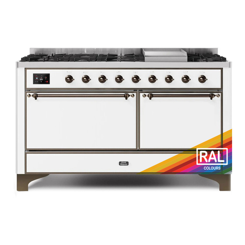 ILVE UM15FDQNS3RABLP Majestic II 60" Dual Fuel Range (Liquid Propane, Solid Door, RAL, Burnished)