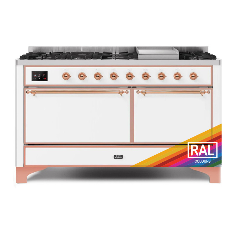 ILVE UM15FDQNS3RAPLP Majestic II 60" Dual Fuel Range (Liquid Propane, Solid Door, RAL, Copper)