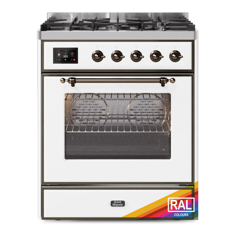 ILVE UM30DNE3RABLP Majestic II 30" Dual Fuel Range (Liquid Propane, Triple Glass Door, RAL, Bronze)