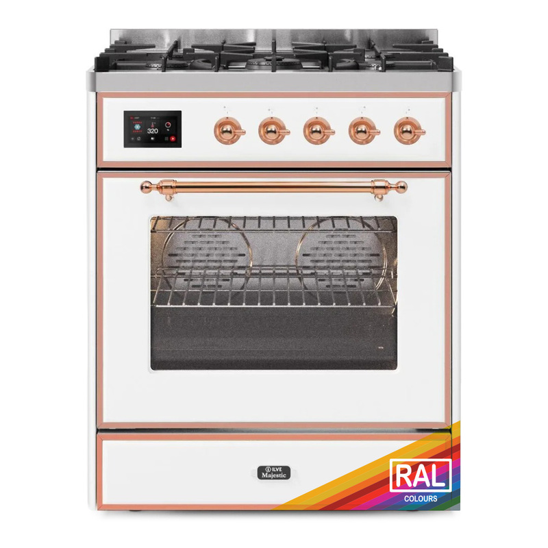 ILVE UM30DNE3RAPLP Majestic II 30" Dual Fuel Range (Liquid Propane, Triple Glass Door, RAL, Copper)