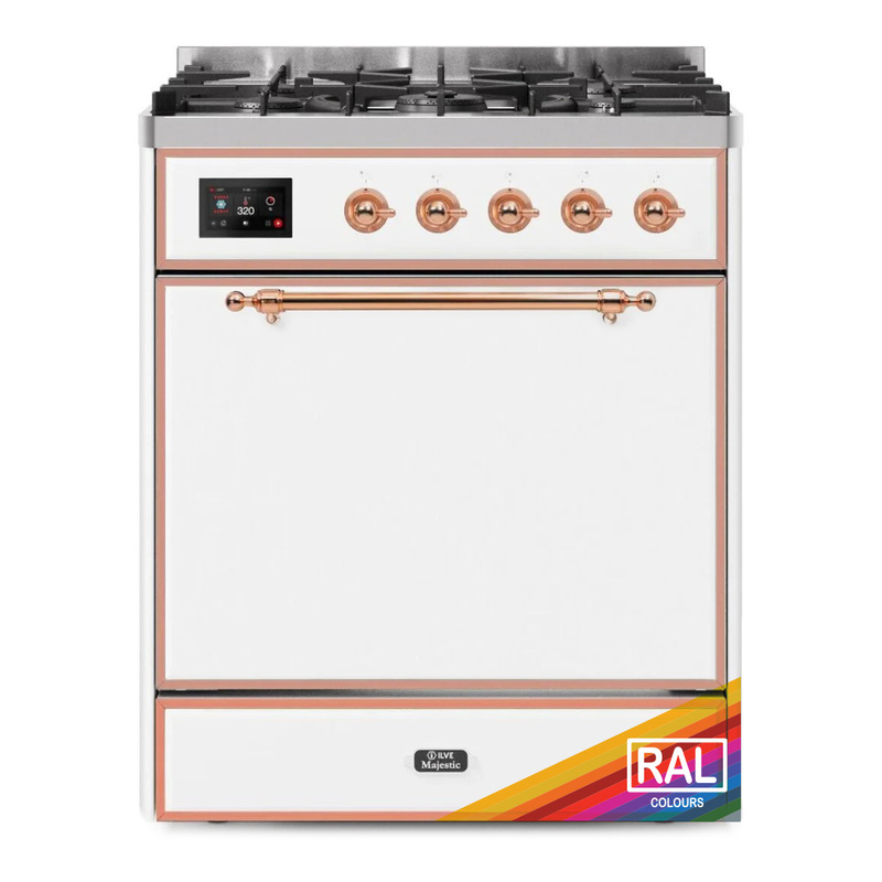 ILVE UM30DQNE3RAPLP Majestic II 30" Dual Fuel Range (Liquid Propane, Solid Door, RAL, Copper)