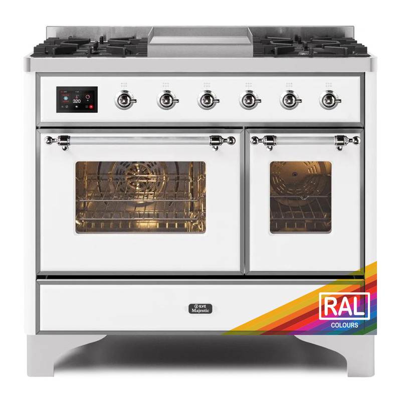 ILVE UMD10FDNS3RACLP Majestic II 40" Dual Fuel Range (Liquid Propane, Triple Glass Door, RAL, Chrome)