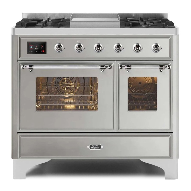 ILVE UMD10FDNS3SSCLP Majestic II 40" Dual Fuel Range (Liquid Propane, Triple Glass Door, Stainless Steel, Chrome)