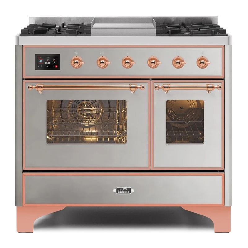 ILVE UMD10FDNS3SSPLP Majestic II 40" Dual Fuel Range (Liquid Propane, Triple Glass Door, Stainless Steel, Copper)