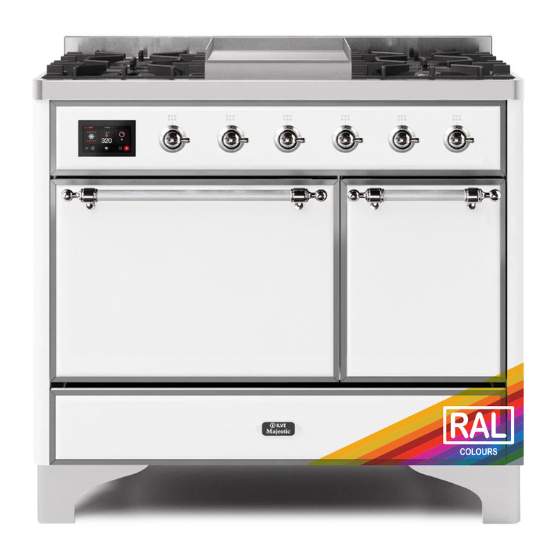 ILVE UMD10FDQNS3RACLP Majestic II 40" Dual Fuel Range (Liquid Propane, Solid Door, RAL, Chrome)