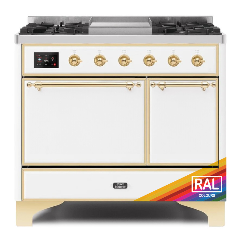 ILVE UMD10FDQNS3RAGLP Majestic II 40" Dual Fuel Range (Liquid Propane, Solid Door, RAL, Brass)