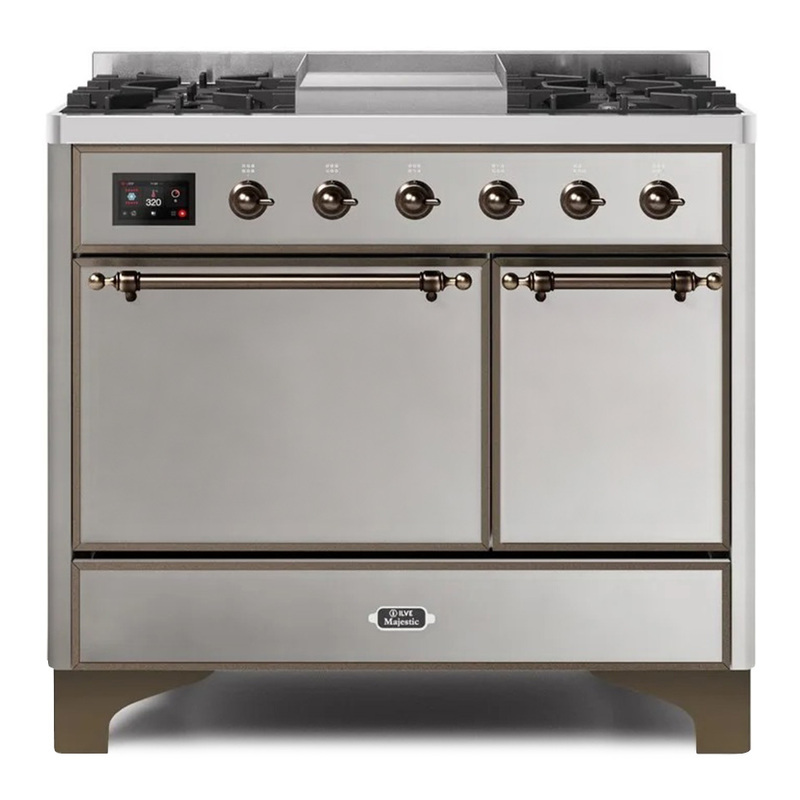 ILVE UMD10FDQNS3SSBLP Majestic II 40" Dual Fuel Range (Liquid Propane, Solid Door, Stainless Steel, Bronze)