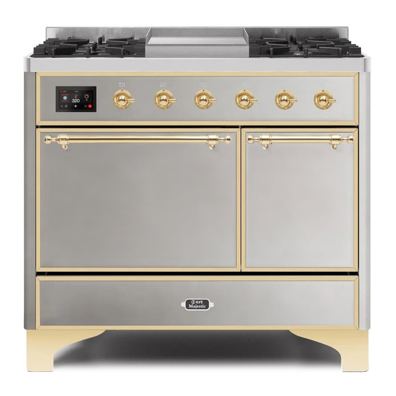 ILVE UMD10FDQNS3SSGLP Majestic II 40" Dual Fuel Range (Liquid Propane, Solid Door, Stainless Steel, Brass)