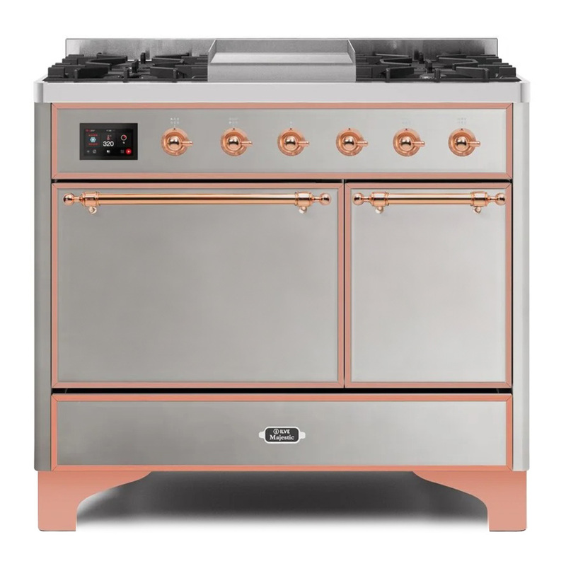 ILVE UMD10FDQNS3SSPLP Majestic II 40" Dual Fuel Range (Liquid Propane, Solid Door, Stainless Steel, Copper)