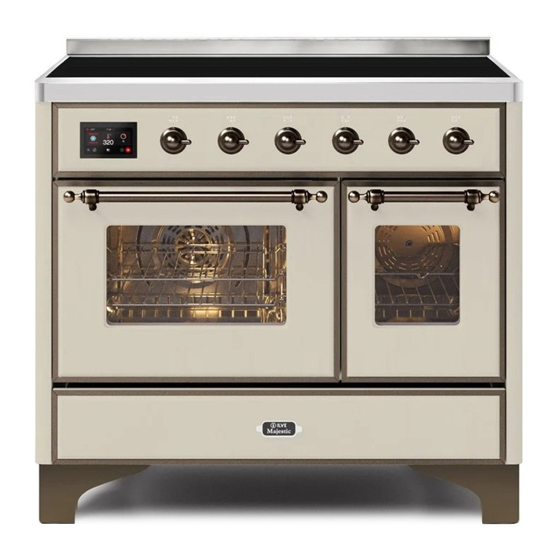 ILVE UMDI10NS3AWB Majestic II 40" Induction Range (Triple Glass Door, Antique White, Bronze)