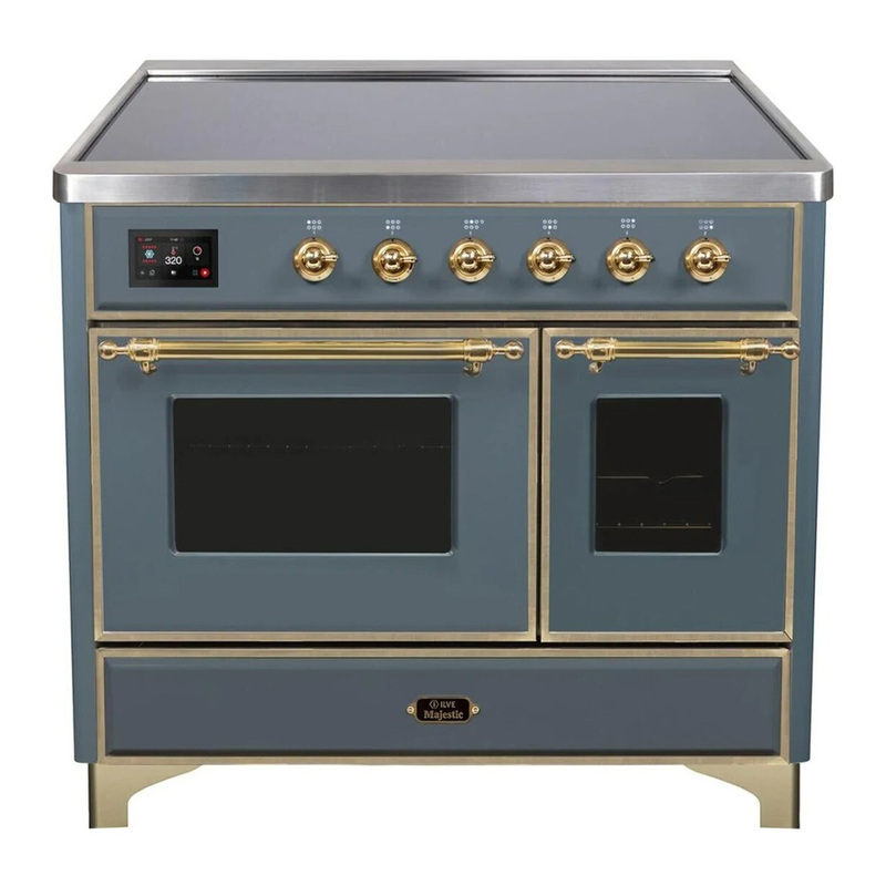 ILVE UMDI10NS3BGG Majestic II 40" Induction Range (Triple Glass Door, Blue Grey, Brass)