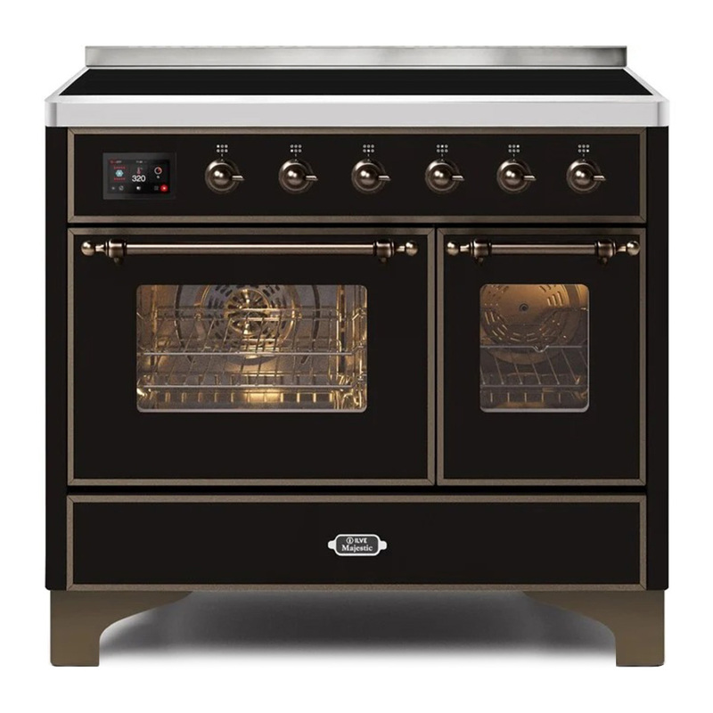 ILVE UMDI10NS3BKB Majestic II 40" Induction Range (Triple Glass Door, Glossy Black, Burnished)