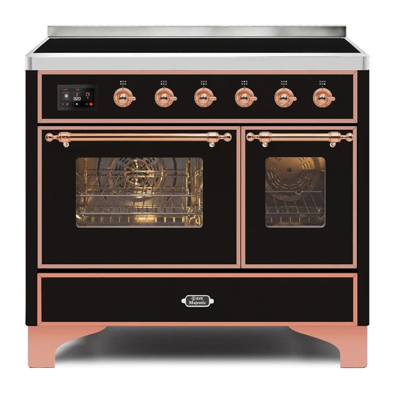 ILVE UMDI10NS3BKP Majestic II 40" Induction Range (Triple Glass Door, Glossy Black, Copper)