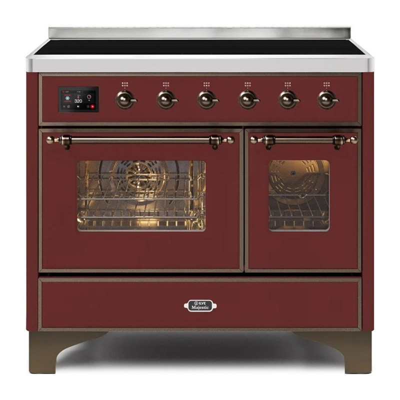 ILVE UMDI10NS3BUB Majestic II 40" Induction Range (Triple Glass Door, Burgundy, Burnished)