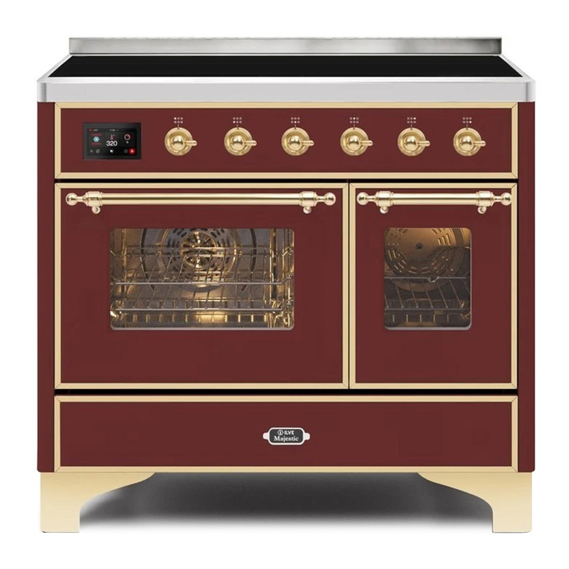 ILVE UMDI10NS3BUG Majestic II 40" Induction Range (Triple Glass Door, Burgundy, Brass)