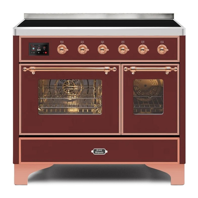 ILVE UMDI10NS3BUP Majestic II 40" Induction Range (Triple Glass Door, Burgundy, Copper)