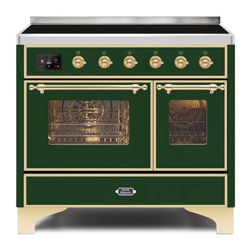 ILVE UMDI10NS3EGG Majestic II 40" Induction Range (Triple Glass Door, Emerald Green, Brass)