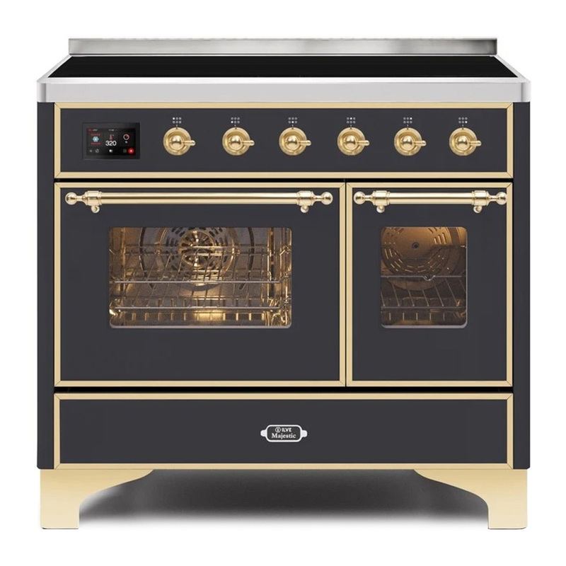 ILVE UMDI10NS3MGG Majestic II 40" Induction Range (Triple Glass Door, Graphite Matte, Brass)