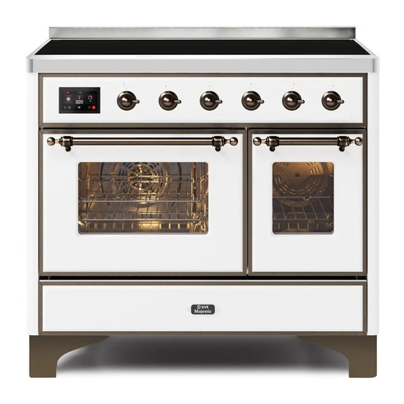 ILVE UMDI10NS3WHB Majestic II 40" Induction Range (Triple Glass Door, White, Bronze)